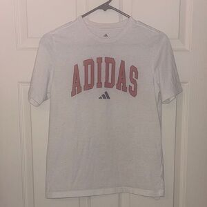 Kids Adidas White Tee with Red Lettering